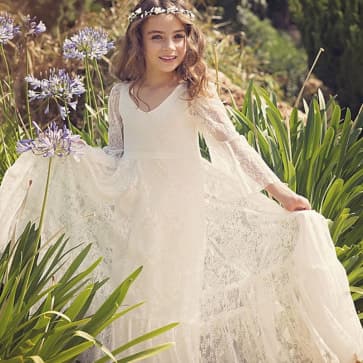 Ashvini Floral Lace Half Sleeve Girls Princess Dress