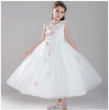 Beatrice 3D Butterfly Sleeveless Girls Princess Wedding Dress