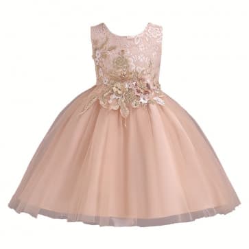 Dianne 3D Floral Embroidery Girls Wedding Princess Dress
