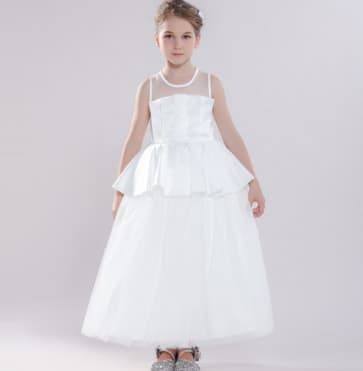 Fay Pleated Sleeveless Girls Princess Wedding Dress