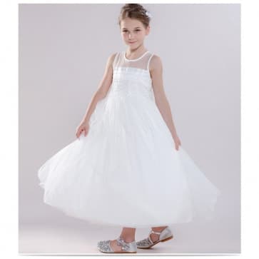 Gianna Floral Crochet Sleeveless Girls Princess Wedding Dress