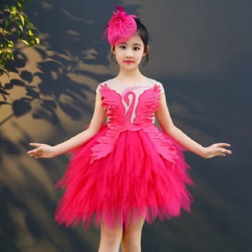 Helene Fuchsia Swan Cap Sleeve Girls Wedding Princess Tutu Dress