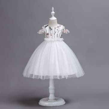 Yasmin Cap Sleeve Embroidery Girls Wedding Tutu Princess Dress