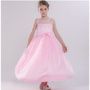 Zita Floral Lace Sleeveless Girls Princess Wedding Dress