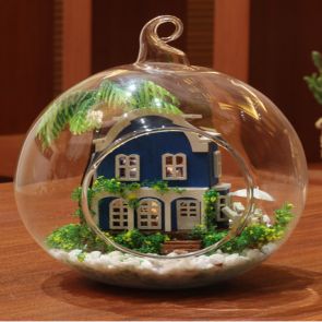 Voice Control Led Lights DIY Miniature House Model Glass Globe Ornament