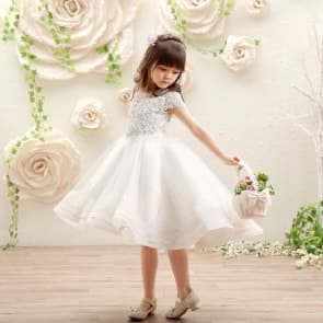 Bliss Floral with Beading Cap Sleeve Girls Wedding Princess Dress