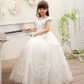 Deirdre Rhinestones with Lace Girls Princess Wedding Dress