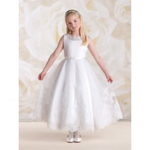 Ellie Floral Lace Sleeveless Girls Wedding Princess Dress