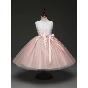 Hayley Floral Lace Sleeveless Girls Princess Wedding Dress