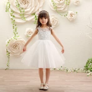 Iliana Floral Embroidery Sleeveless Girls Princess Wedding Dress