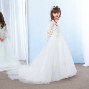 Isidora Floral Embroidery Long Sleeve Girls Wedding Princess Dress