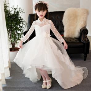 Jeanna Floral Lace Long Sleeve Girls Wedding Princess Dress