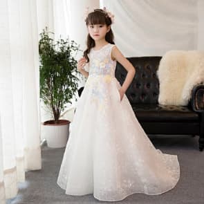 Katrin Floral Lace See-through Girls Wedding Princess Dress