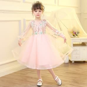 Olivia Floral Embroidery Long Sleeve Lace Girls Wedding Princess Dress
