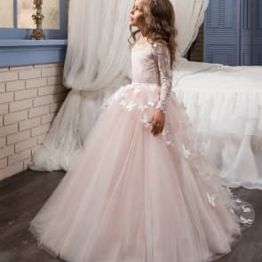 Oona 3D Butterfly with Lace Girls Wedding Princess Tutu Dress