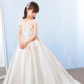 Orianna Floral Embroidery See-through Girls Wedding Princess Dress