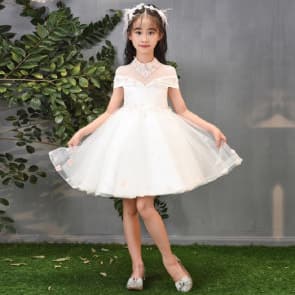 Rene Floral Embroidery See-through Girls Wedding Princess Dress