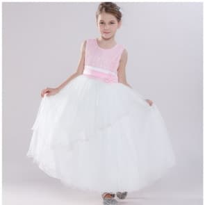 Xandra Floral Crochet Sleeveless Girls Princess Wedding Dress