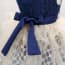 Dionne Navy Dots Printed Sleeveless Girls Princess Wedding Dress