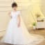 Fawn Floral Embroidery Short Sleeve Girls Princess Wedding Dress