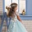 Sapphire 3D Butterfly Short Sleeve Girls Wedding Princess Dress