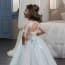 Tara Floral Lace Short Sleeve Girls Wedding Princess Dress