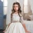 Vivien Floral Lace Half Sleeve with Rhinestone Girls Wedding Princess Dress
