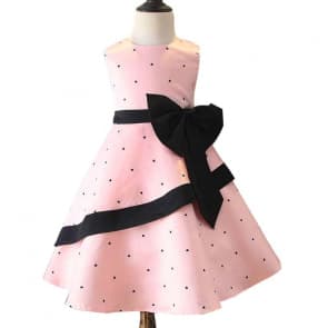 Frida Allover Heart Printed with Bow-Knot Girls Princess Dress